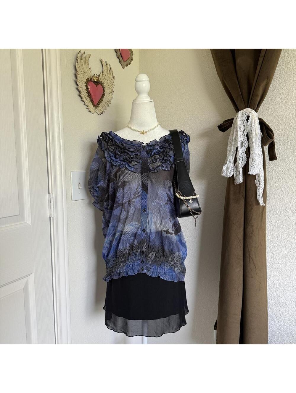 East 5th Whimsical Sheer Frilly Coquette Blouse
